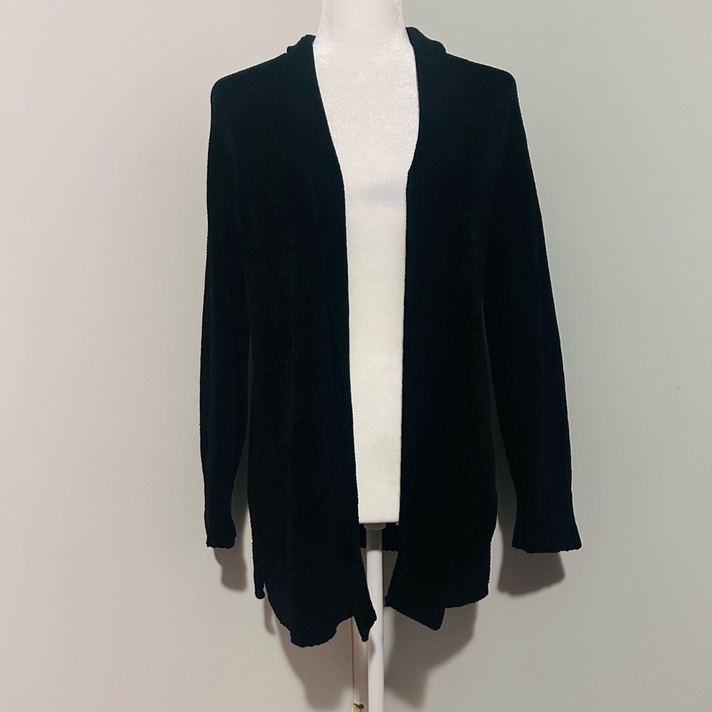 Loft Women's Black Chenille Open Cardigan Sweater, Size Small. - Picture 4 of 12